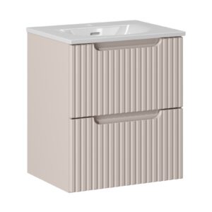Comad Závěsná skříňka Nova Cashmere I se zápustným umyvadlem 50 cm kašmírová/bílá