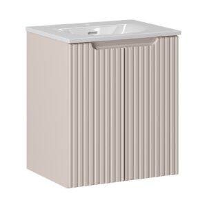 Comad Závěsná skříňka Nova Cashmere II se zápustným umyvadlem 50 cm kašmírová/bílá