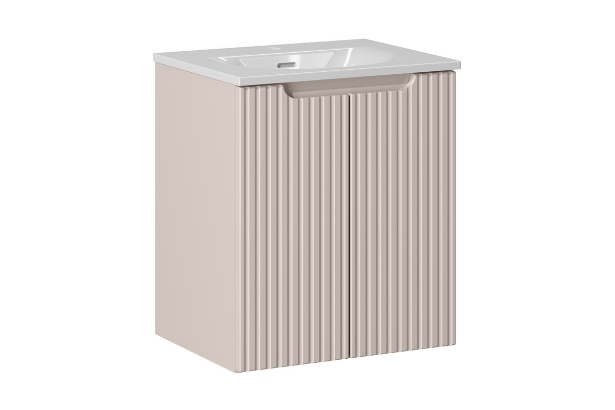 Comad Závěsná skříňka Nova Cashmere II se zápustným umyvadlem 50 cm kašmírová/bílá