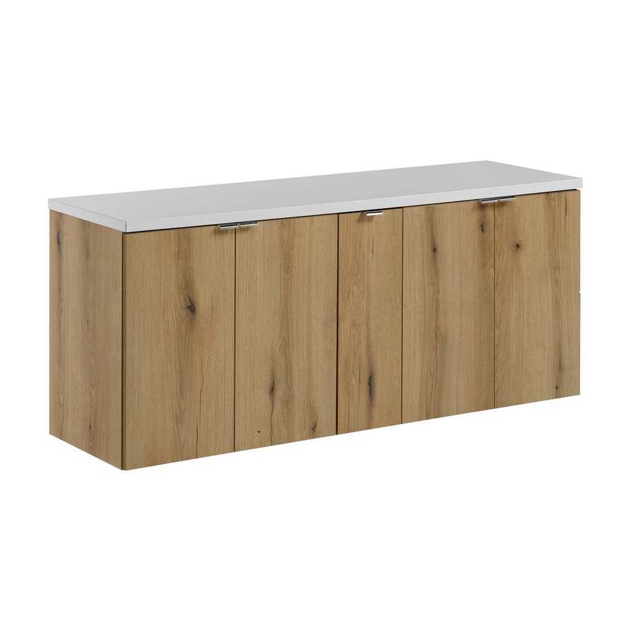 Comad Závěsná skříňka pod umyvadlo Nova Oak s deskou 140 cm dub evoke/bílá