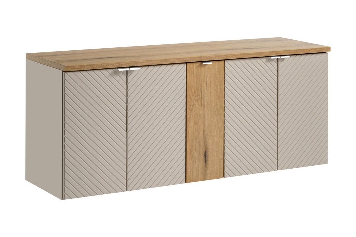Comad Závěsná skříňka pod umyvadlo Viva Cashmere s deskou 140 cm kašmír/dub coast evoke