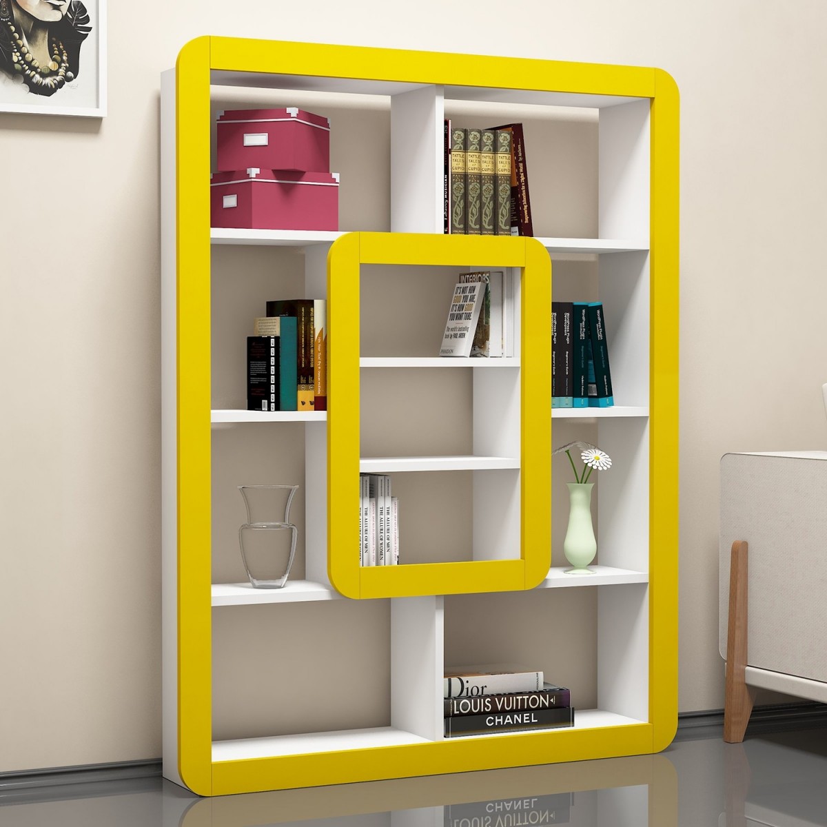Hanah Home Knihovna Orkide bílá/žlutá - Obrázek 2