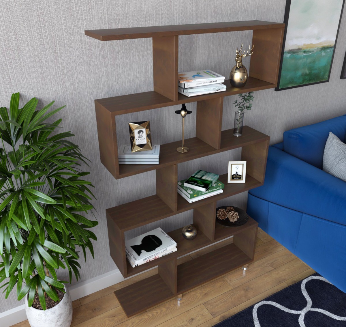Hanah Home Regál Nilufer ořech - Obrázek 2