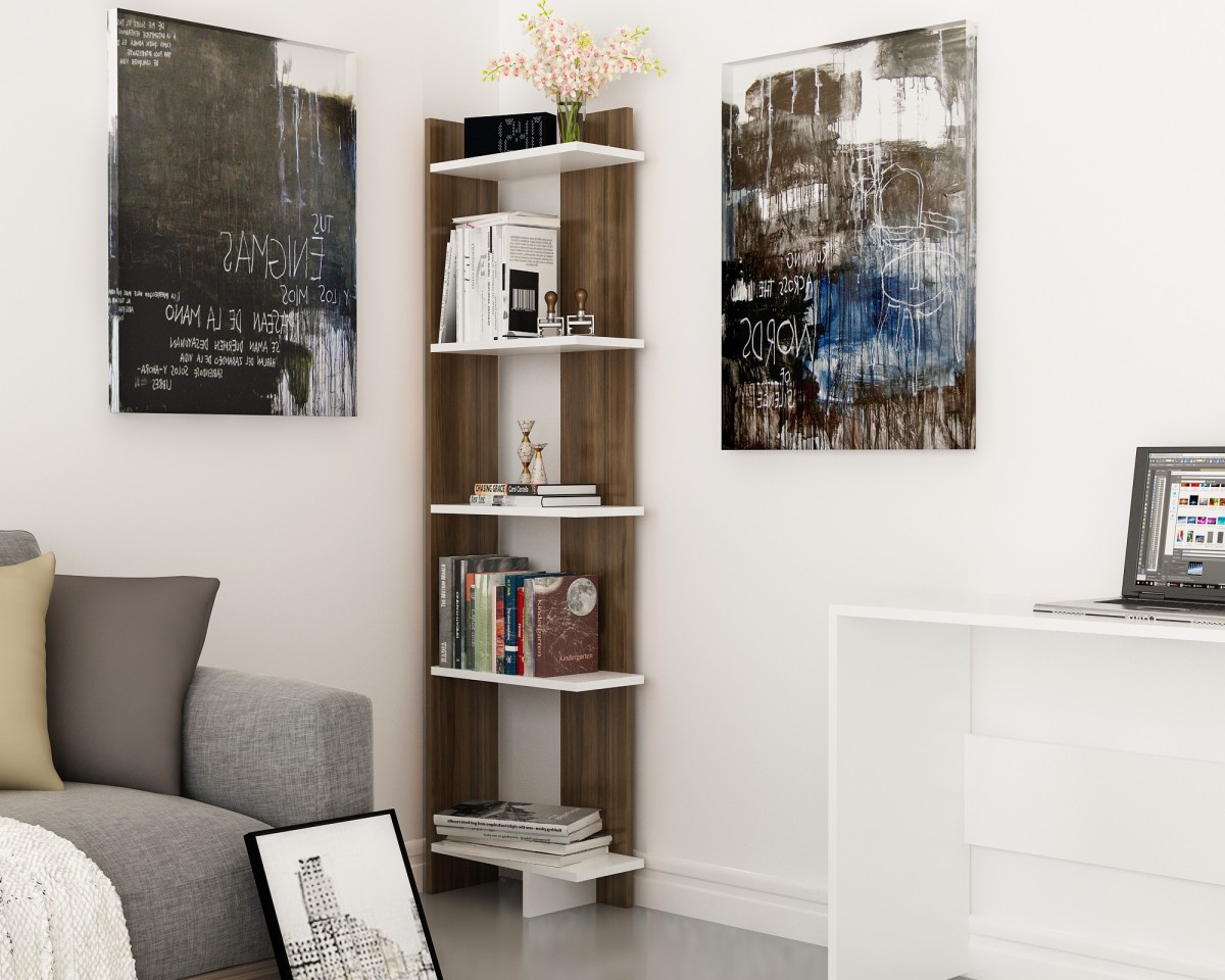 Kalune Design Knihovna Als ořech/bílá - Obrázek 2