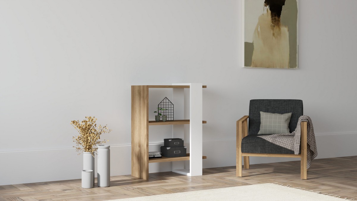 Kalune Design Knihovna Funda ořech/bílá - Obrázek 2