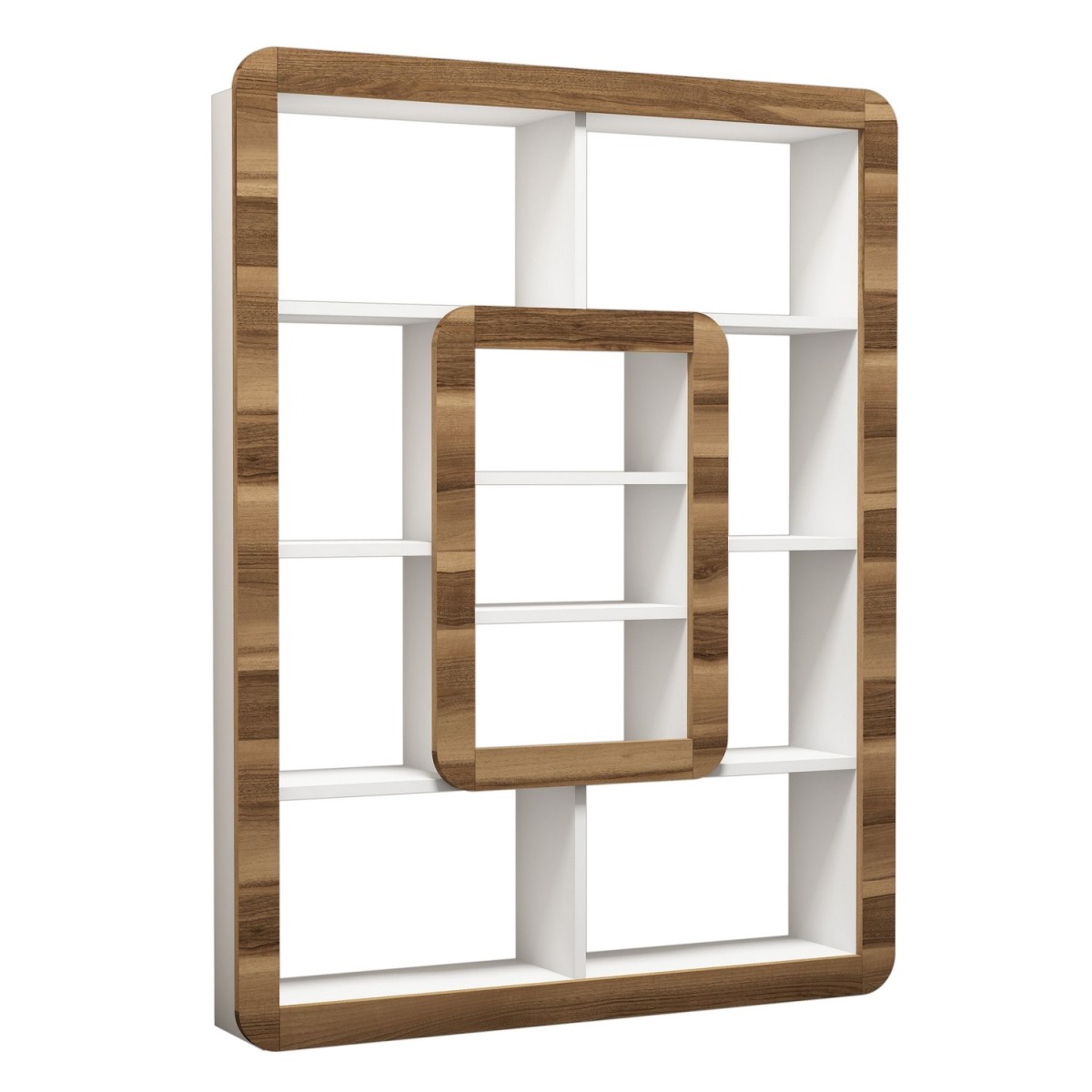 Kalune Design Knihovna Orkide bílá/ořech světlý