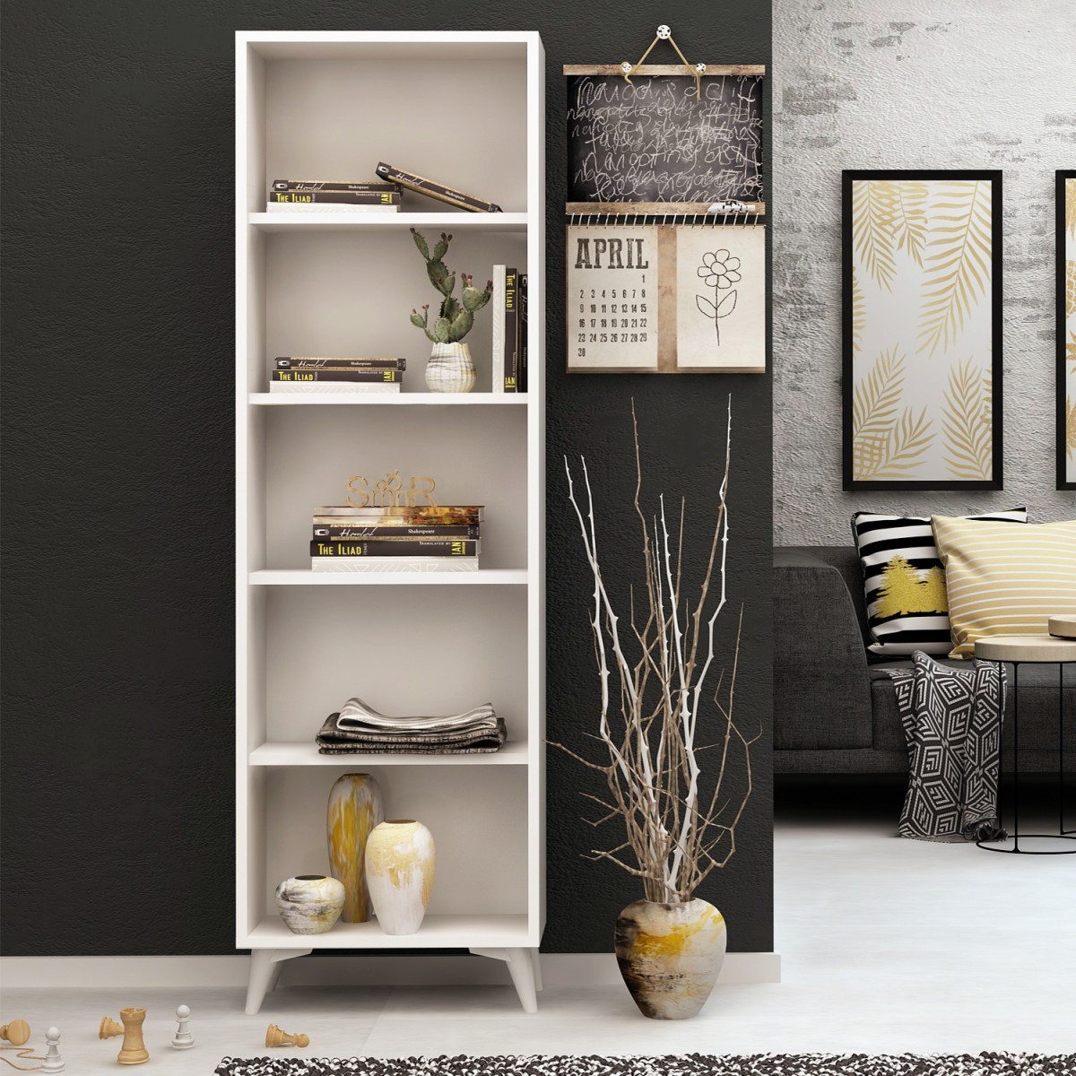 Kalune Design Knihovna Potena bílá - Obrázek 2