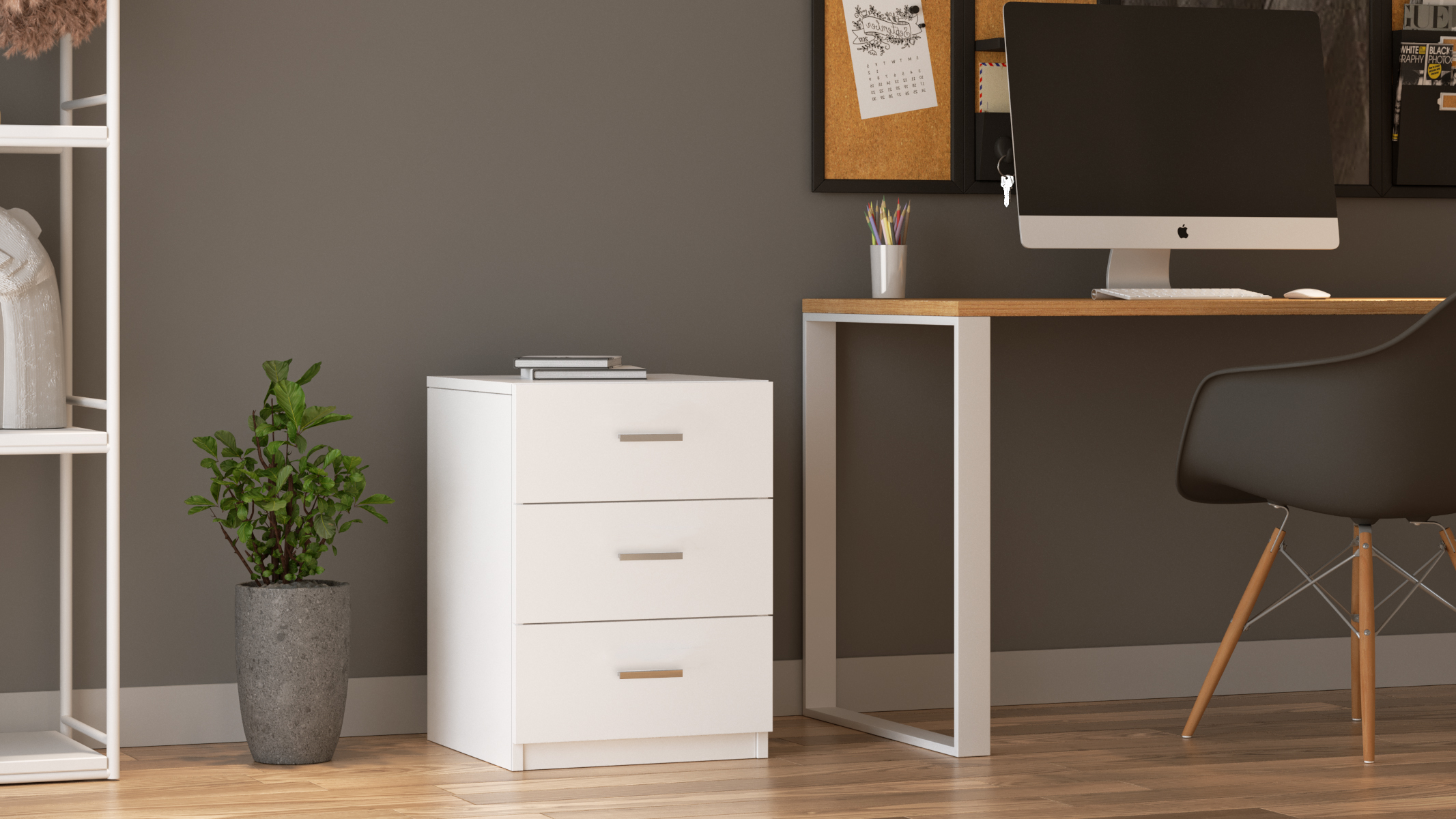 Kancelářský kontejner Houseland Wynn bílý - Obrázek 2