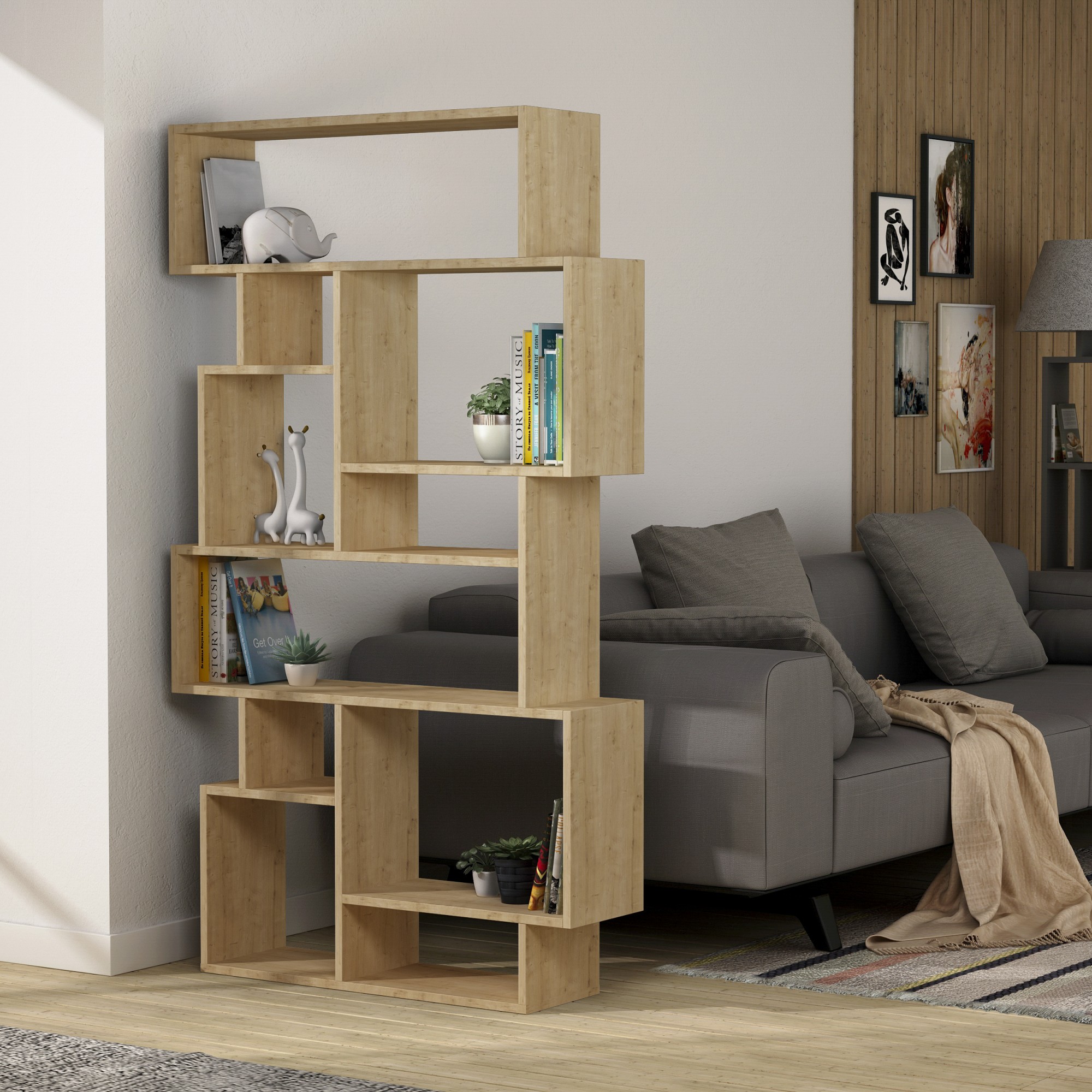 Knihovna Houseland KARMATO dub přírodní - Obrázek 2