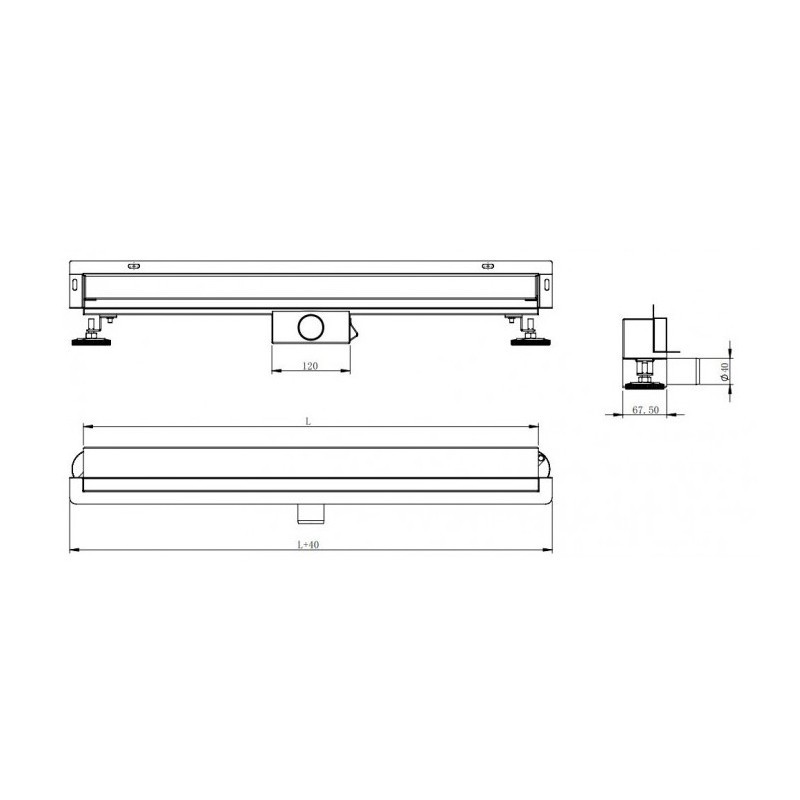 Odtokový žlab ke stěně MEXEN FLAT WALL 2v1 90 cm černý - Obrázek 2