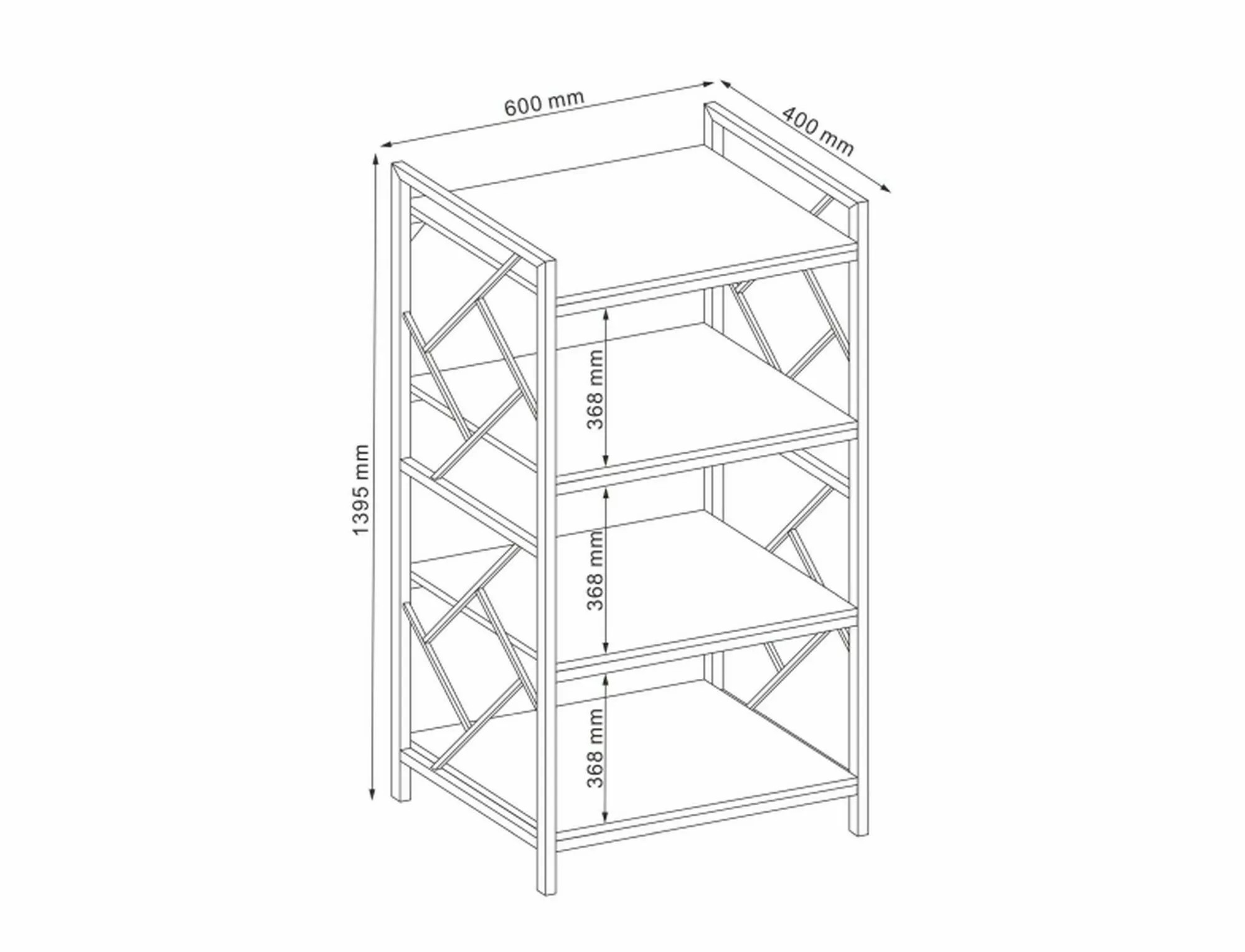 Signal Regál Tablo 04 140 cm dub přírodní/černý - Obrázek 2