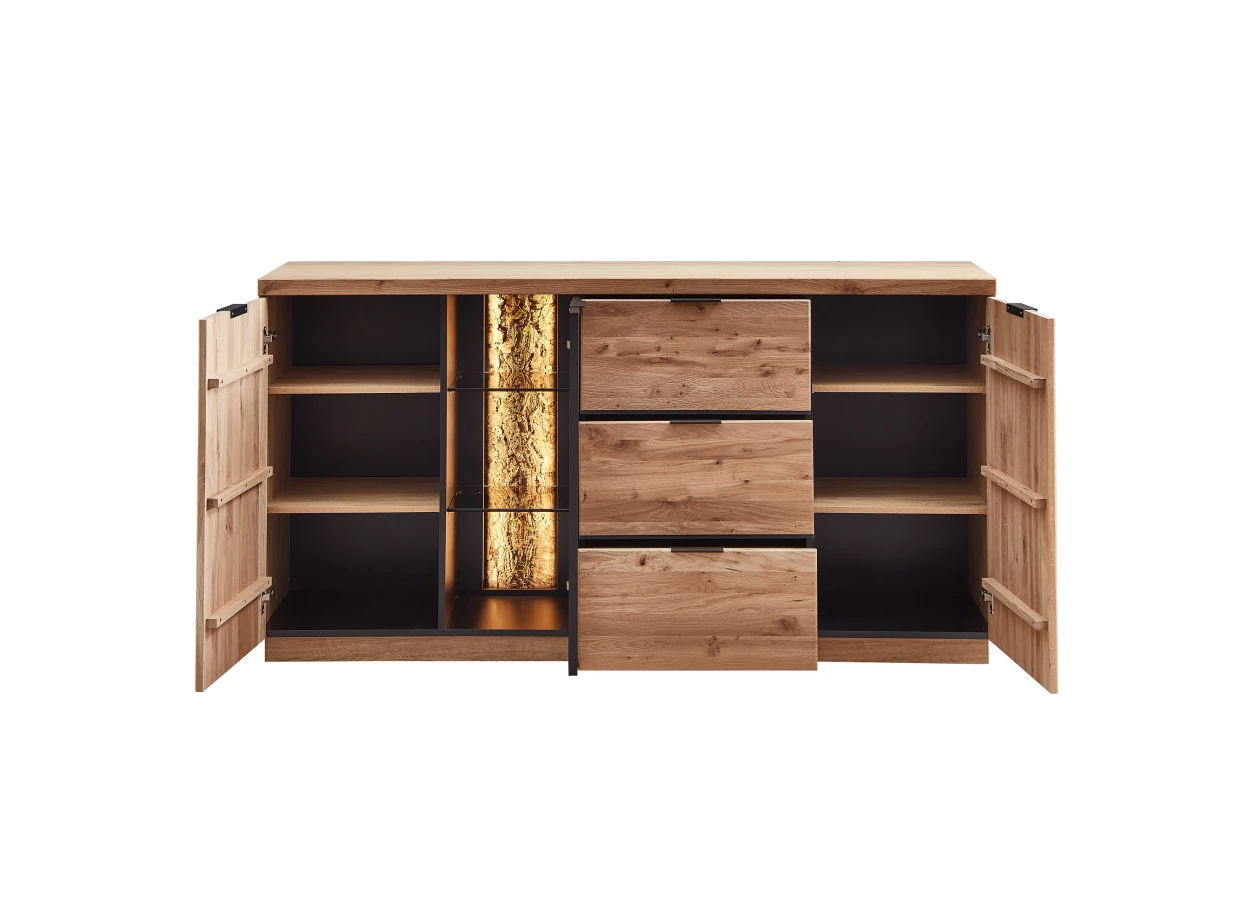 Szynaka Komoda Napoli 20 s LED osvětlením 180 cm z masivu dub Bianco - Obrázek 2