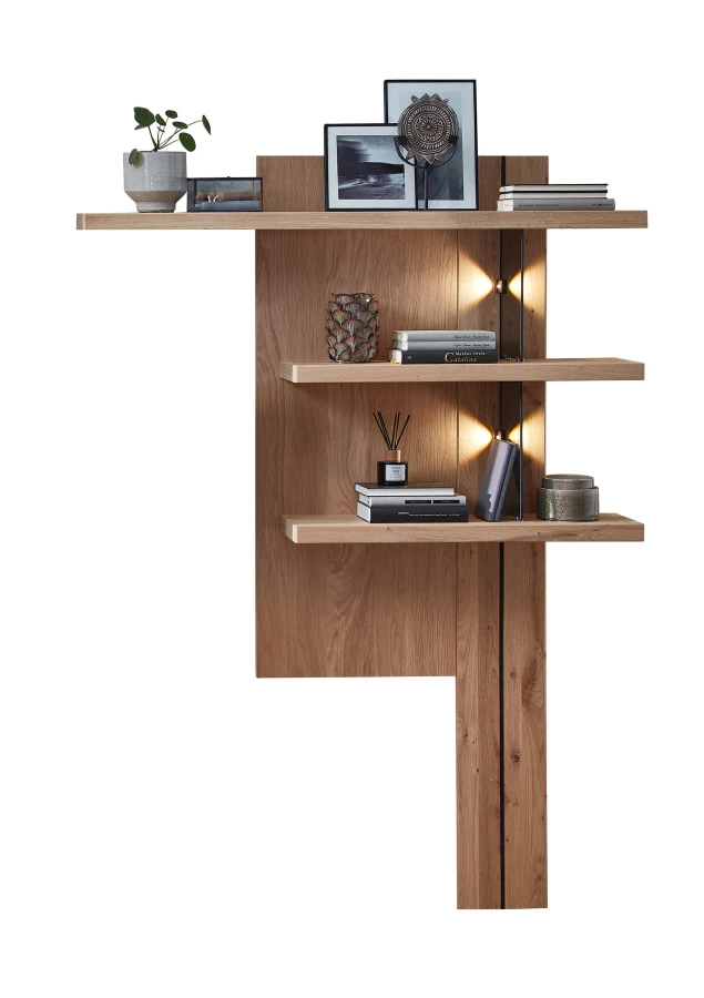 Szynaka Policový panel Napoli 34 s LED 121 cm z masivu dub Bianco - Obrázek 2