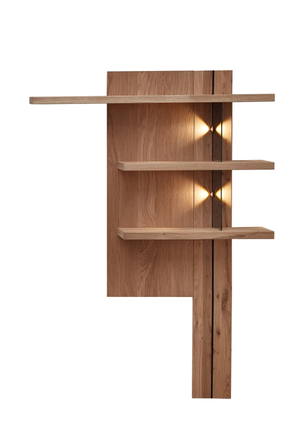 Szynaka Policový panel Napoli 34 s LED 121 cm z masivu dub Bianco
