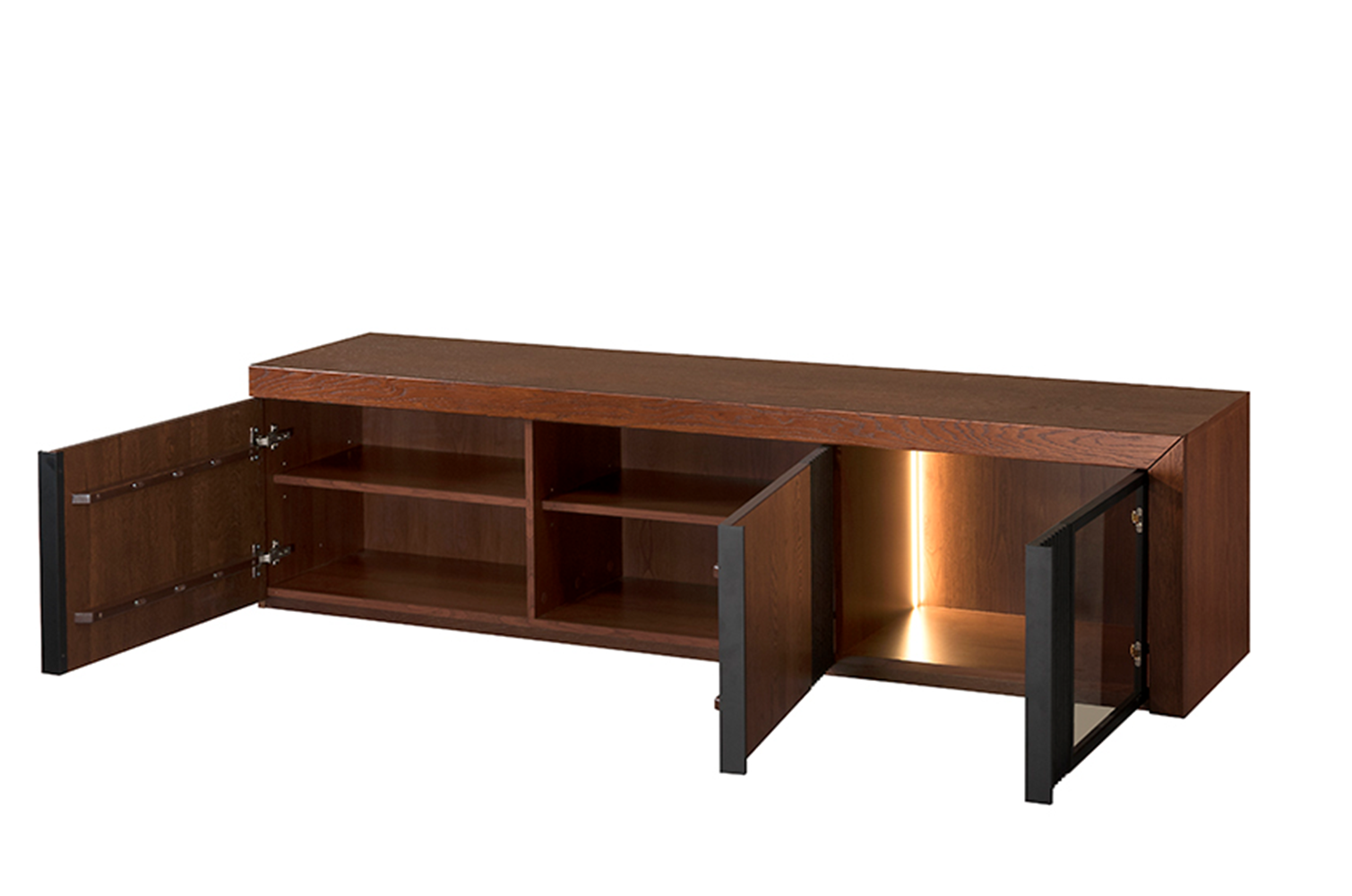 Szynaka TV stolek Paris II 25 182 cm z masivu s LED osvětlením dub antický/černý - Obrázek 2