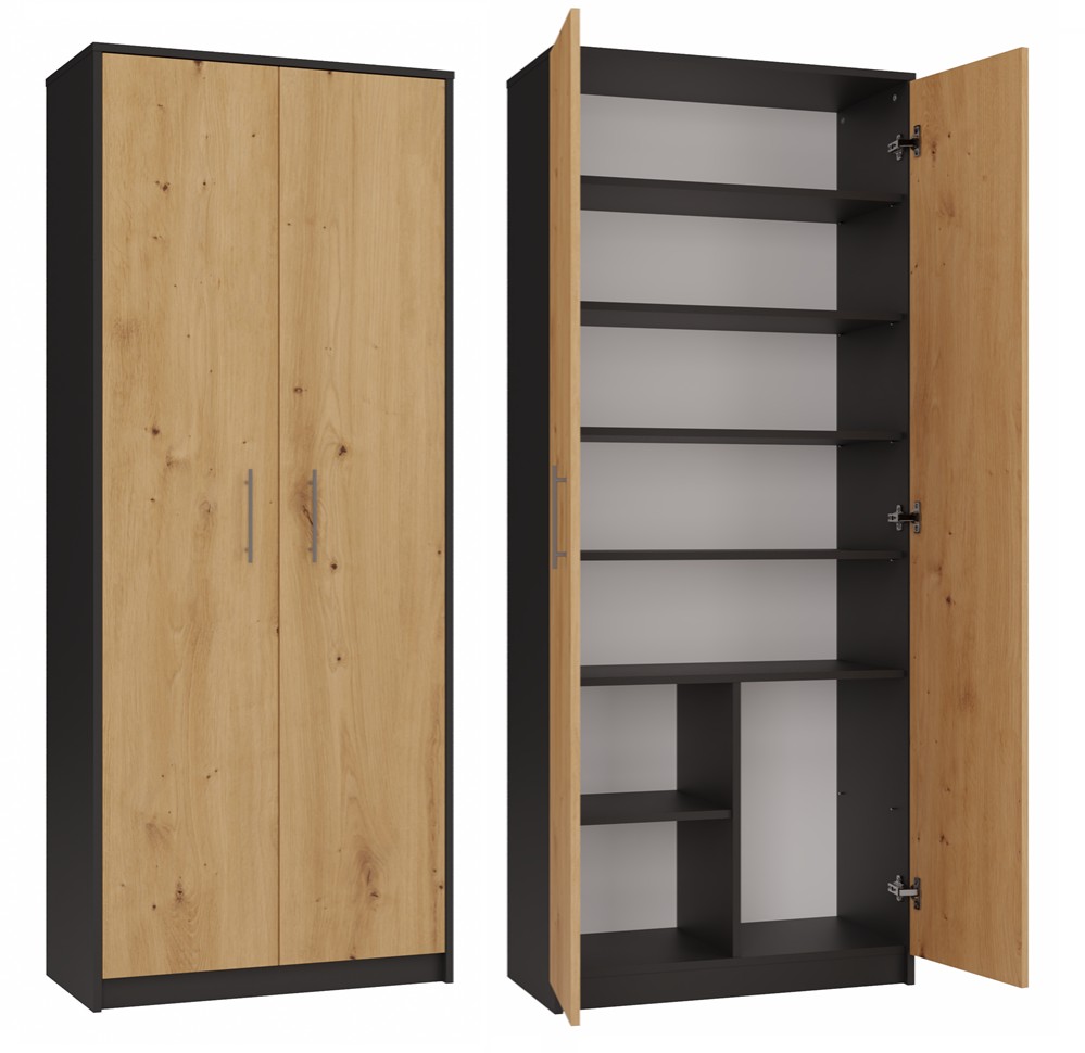 TP Living Knihovna OLIV 2D antracit/dub artisan