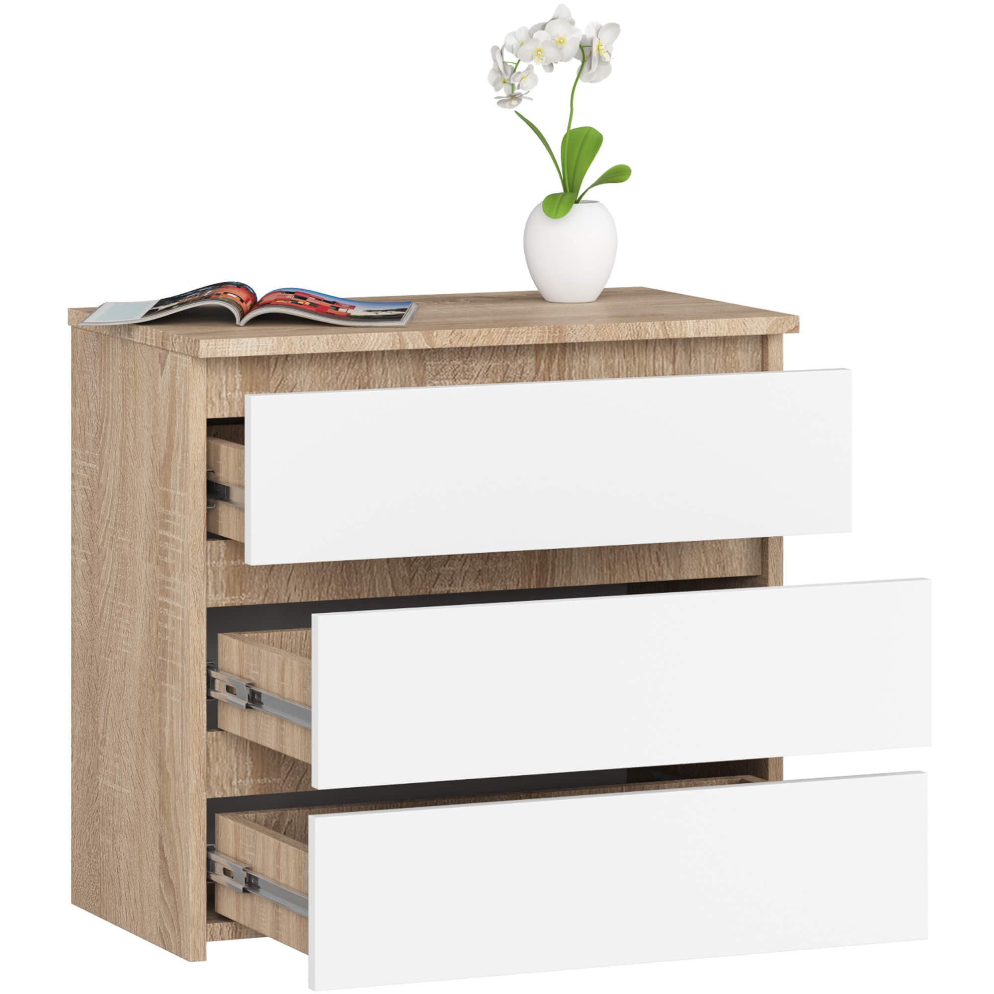 Ak furniture Komoda CL3 60 cm dub sonoma/bílá - Obrázek 2