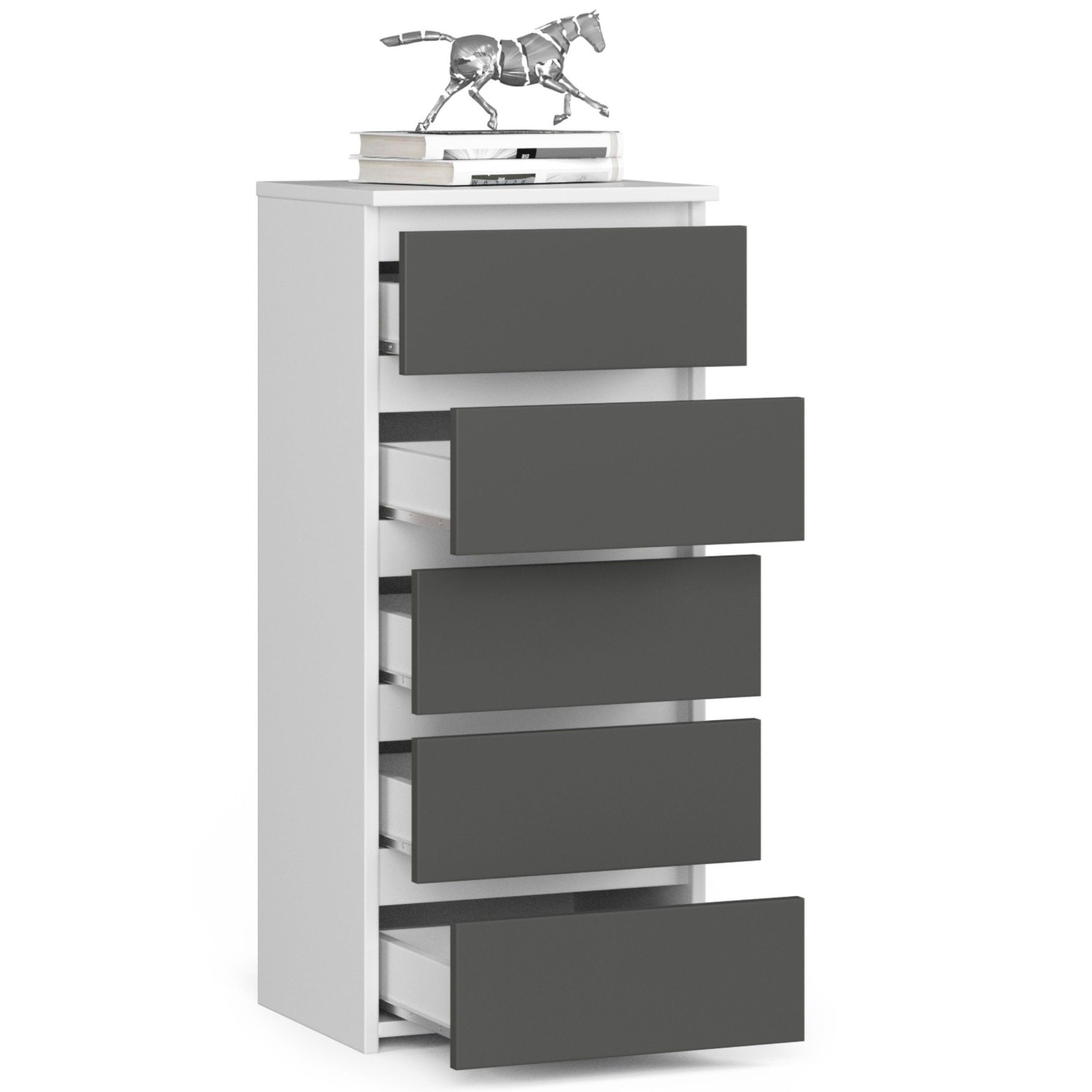 Ak furniture Komoda CL5 40 cm bílá/grafitově šedá - Obrázek 2