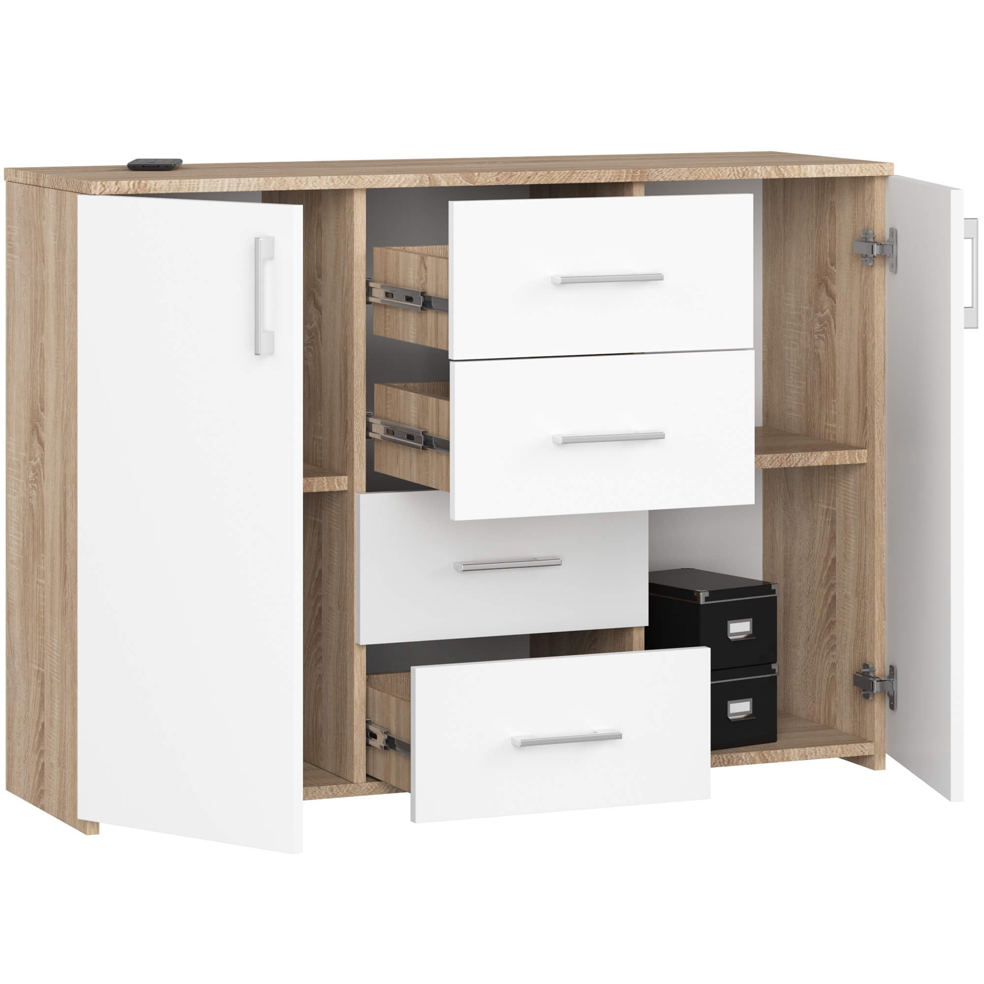 Ak furniture Komoda Torvi K 110 cm dub sonoma/bílá - Obrázek 2