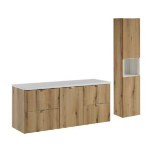 Comad Koupelnová sestava Nova Oak I se skříňkami 140 cm dub evoke/bílá