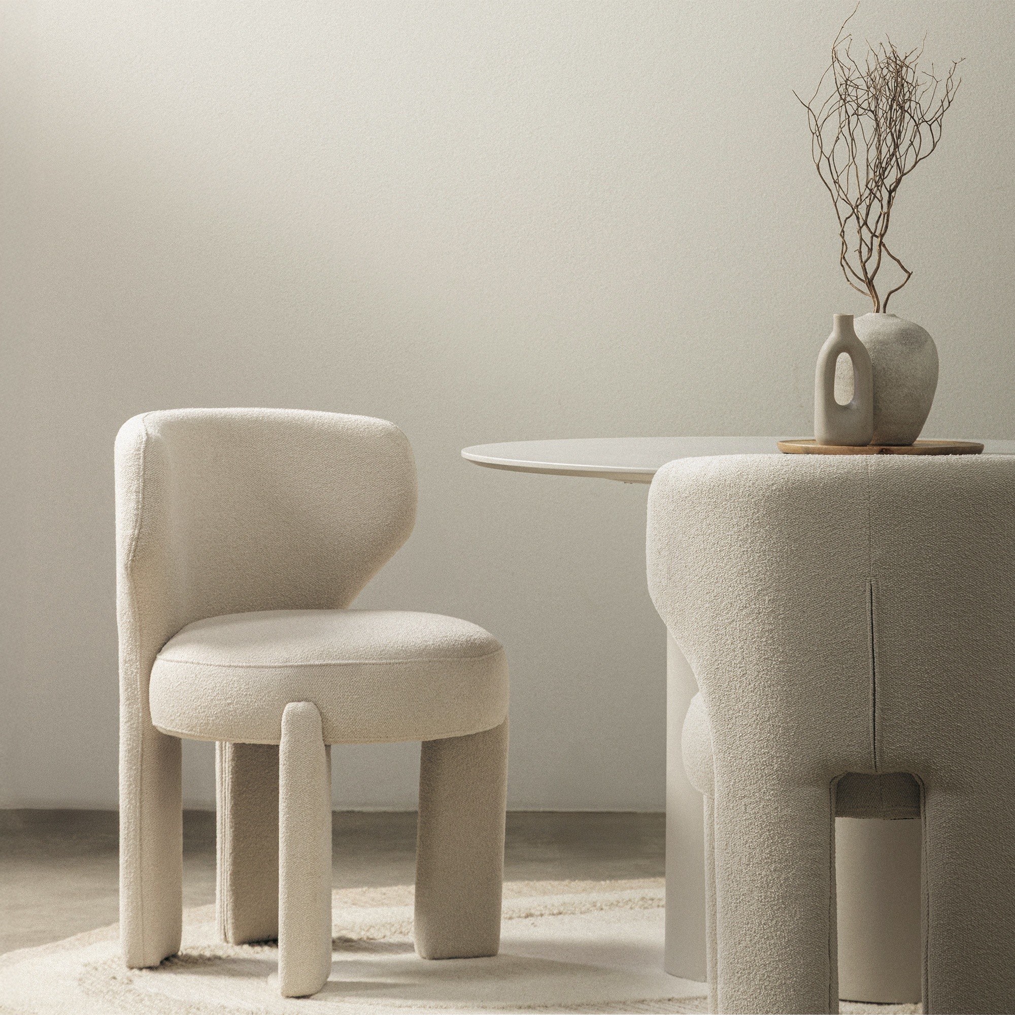 Hector Jídelní designová židle Elaine boucle krémová - Obrázek 2