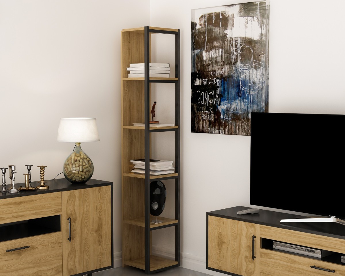 Kalune Design Knihovna Texasen dub craft zlatý/černá - Obrázek 2