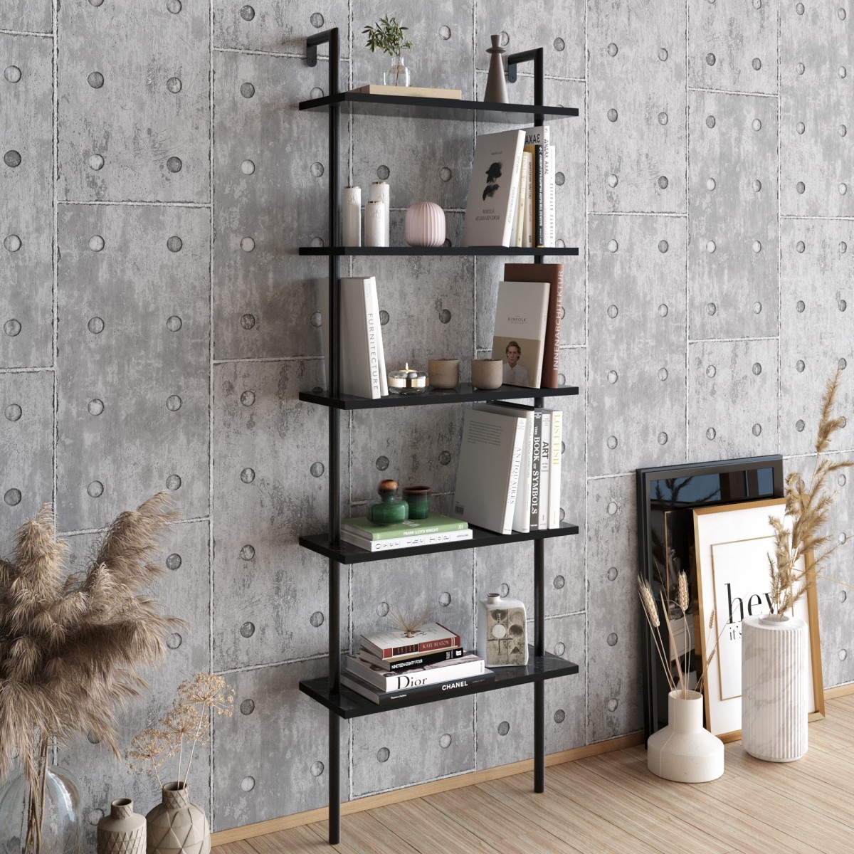 Kalune Design Mramorová knihovna Paulas černá - Obrázek 2