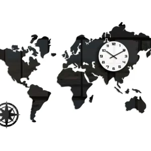 ModernClock 3D nalepovací hodiny Continents černo-bílé