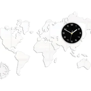 ModernClock 3D nalepovací hodiny Mapa světa bílé