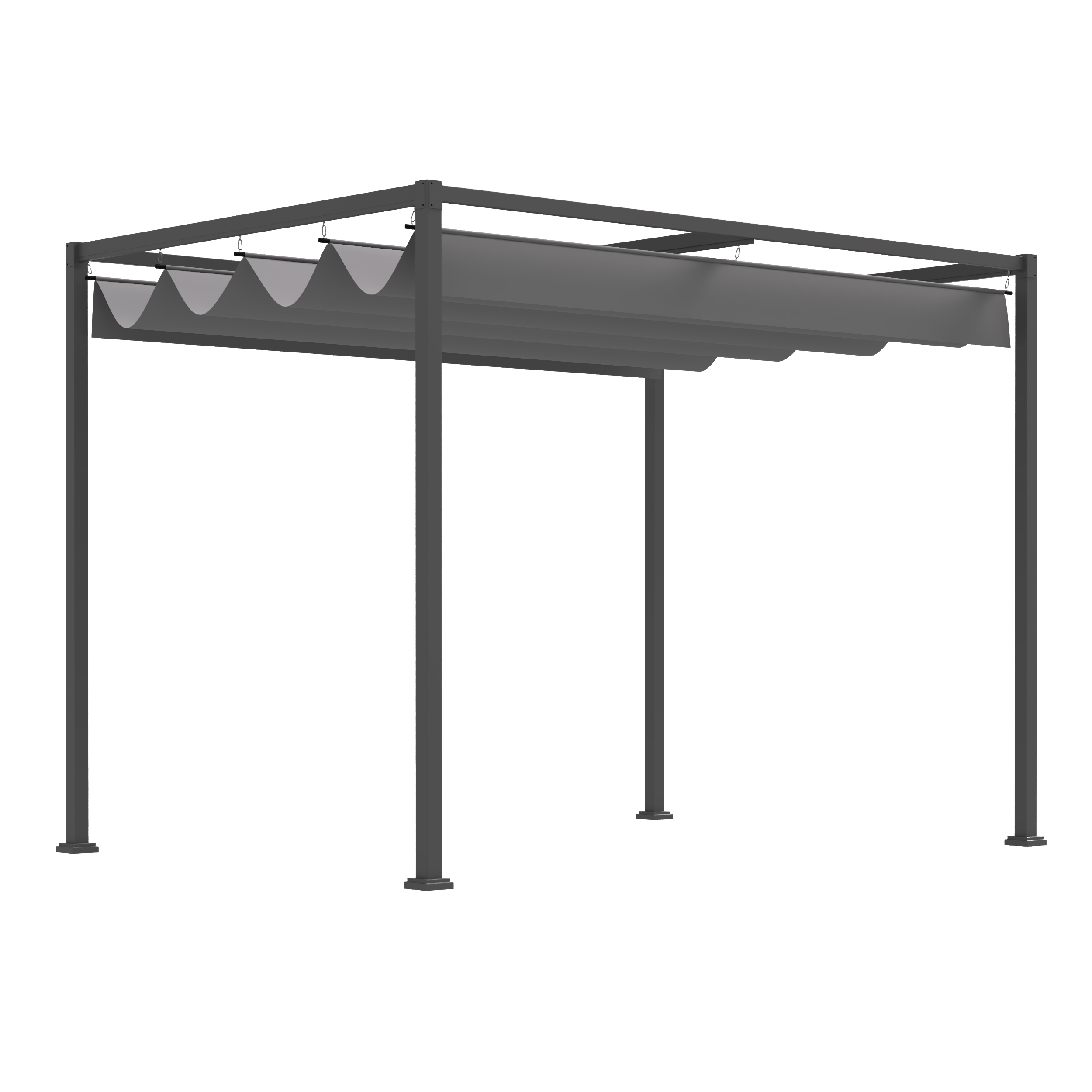 OUTSUNNY Kovová pergola s posuvnou látkovou střechou 298 x 221 x 213 cm šedá