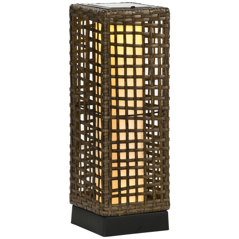OUTSUNNY Solární lampa ratanová se senzorem 16 x 16 x 46 cm hnědá - Obrázek 2