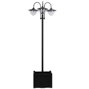 OUTSUNNY Solární zahradní lucerna 3-hlavová lampa s podstavcem květináče