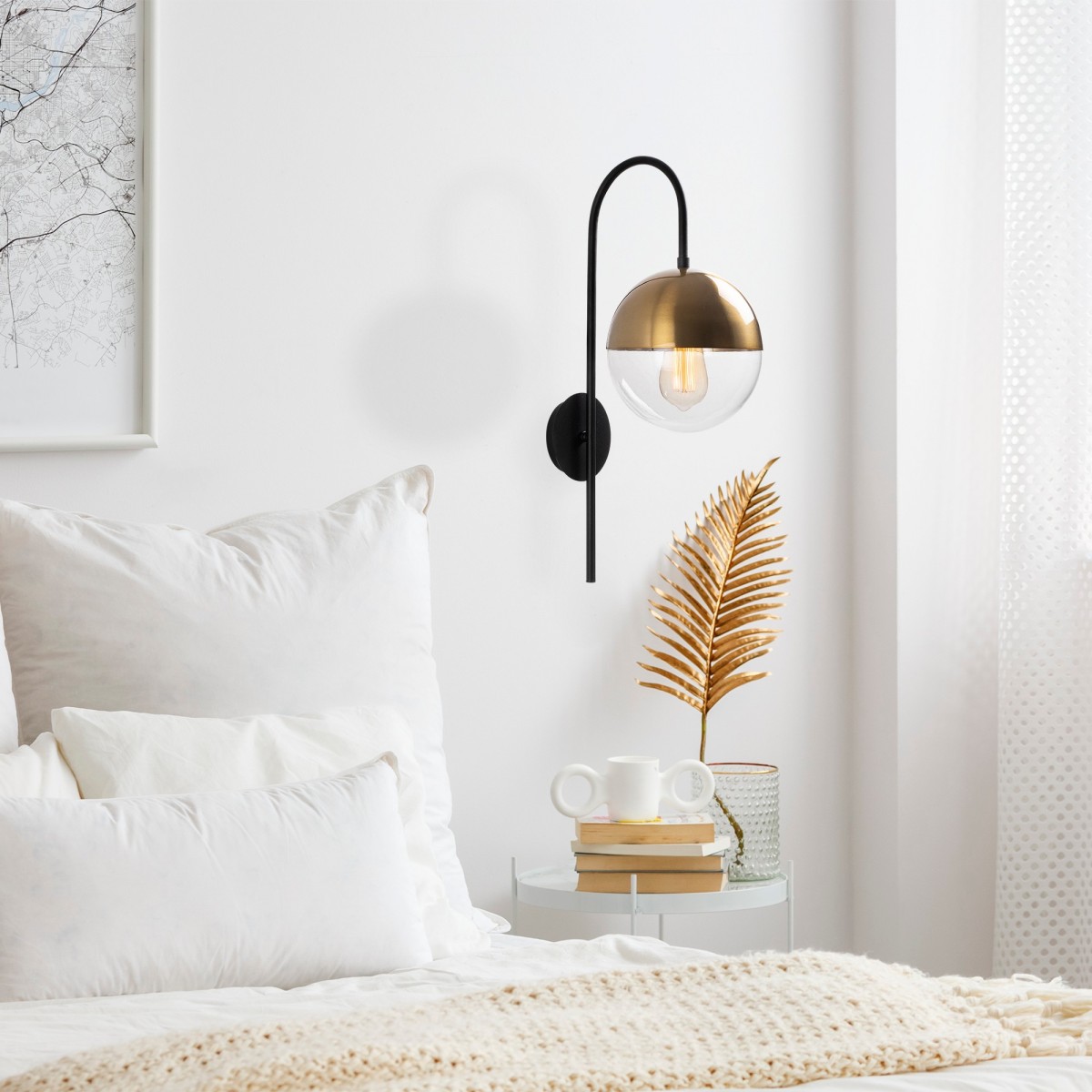 Opviq Nástěnná lampa Karsor černá/mosaz - Obrázek 2