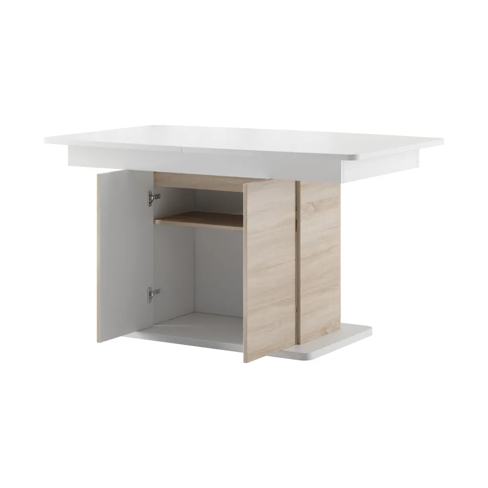 Szynaka Jídelní rozkládací stůl Star 03 s úložným prostorem 140/210 cm dub Sonoma/bílý - Obrázek 2