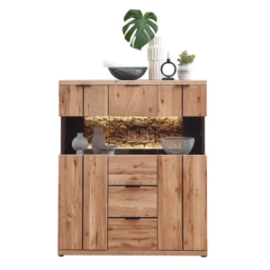 Szynaka Komoda Napoli 22 s LED osvětlením 121 cm z masivu dub Bianco