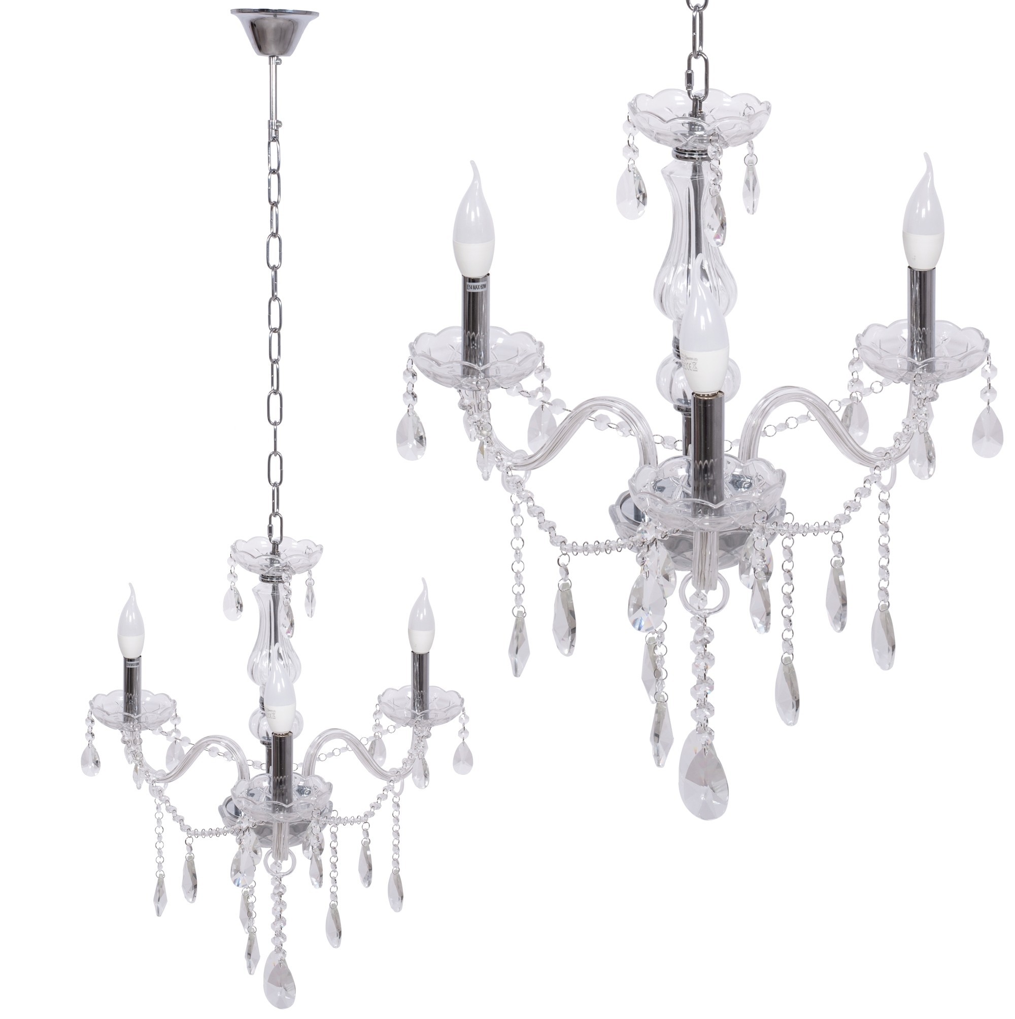 TooLight Křišťálové stropní svítidlo 300752 stříbrné
