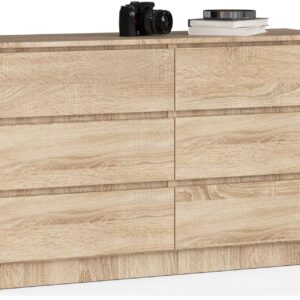 Ak furniture Komoda Kuba 120 cm 6 šuplíků dub sonoma