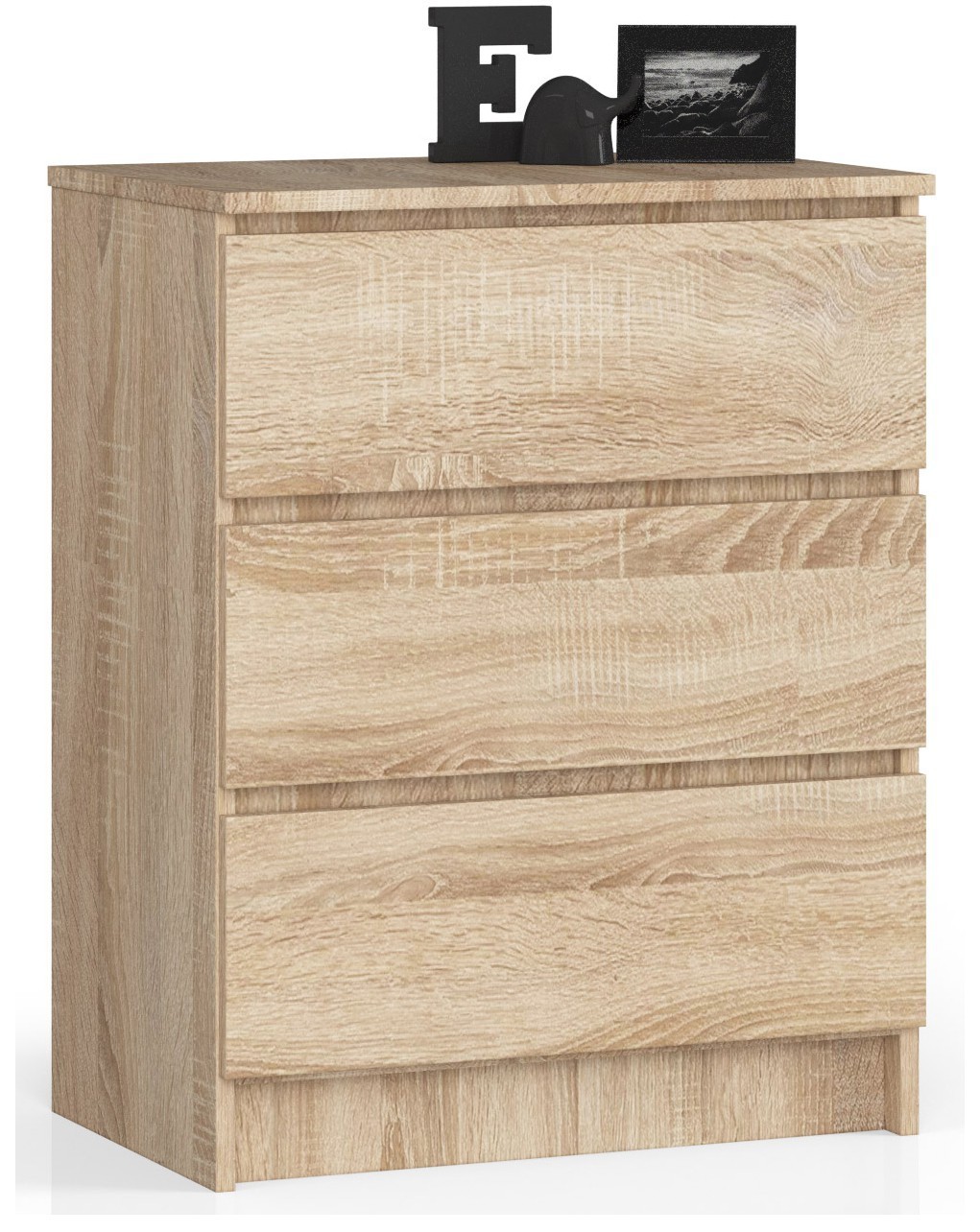 Ak furniture Komoda Kuba 60 cm - 3 zásuvky dub sonoma