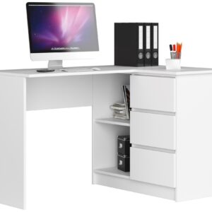 Ak furniture Rohový psací stůl B16 124 cm bílý pravý