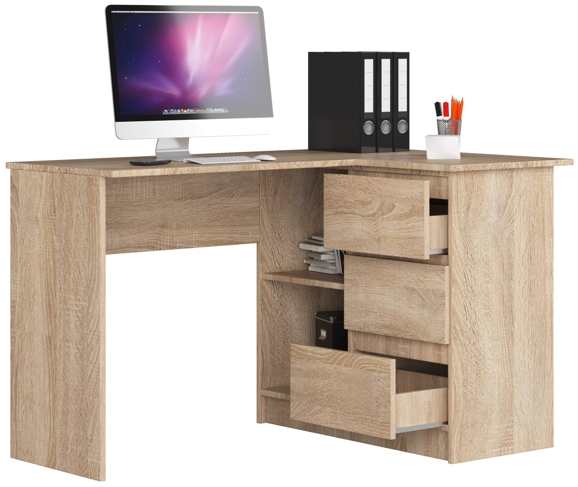 Ak furniture Rohový psací stůl B16 124 cm dub sonoma pravý - Obrázek 2