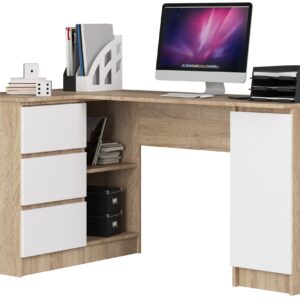Ak furniture Rohový psací stůl B20 155 cm dub sonoma/bílý levý