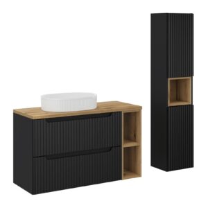 Comad Koupelnová sestava Nova Black 100 cm se skříňkami a umyvadlem černá/dub evoke