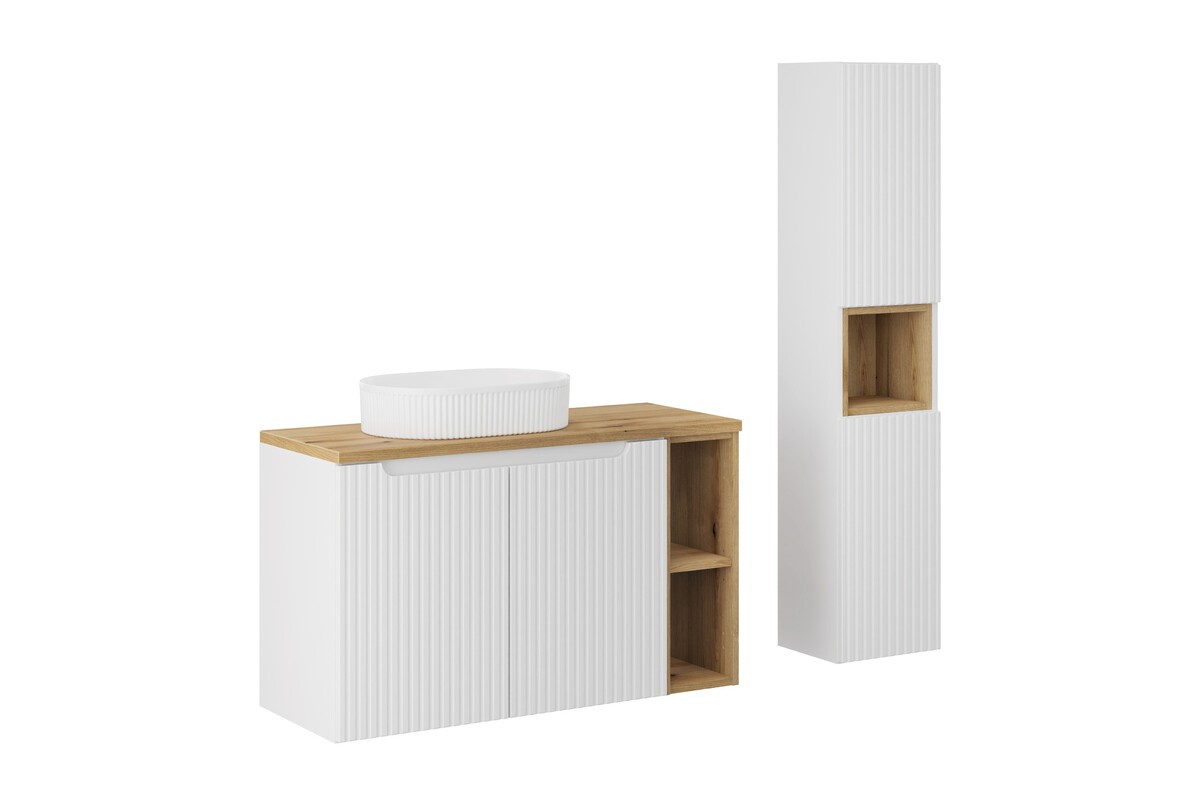 Comad Koupelnová sestava Nova White 100 cm se skříňkami a umyvadlem bílá/dub evoke