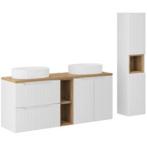 Comad Koupelnová sestava Nova White se skříňkami a umyvadly 140 cm bílá/dub evoke