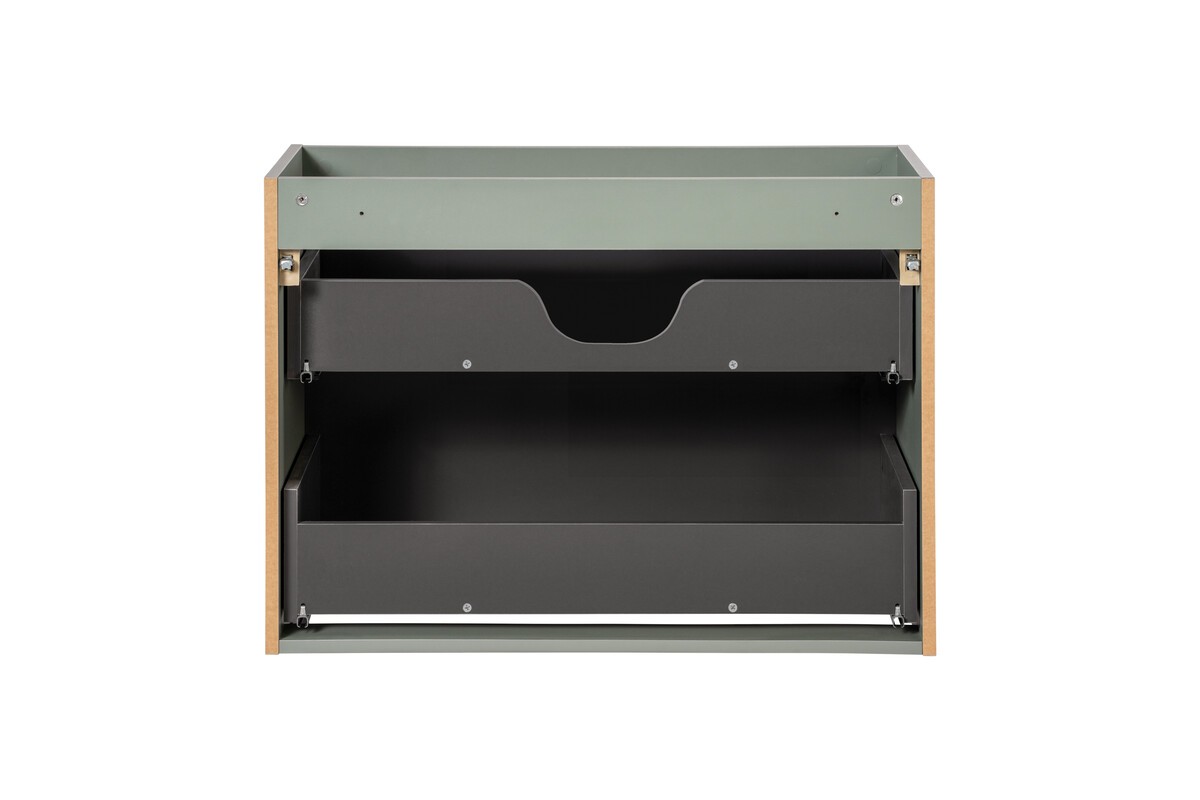 Comad Závěsná skříňka Line Reed Green s deskou a umyvadlem 100 cm zelená/dub evoke - Obrázek 2