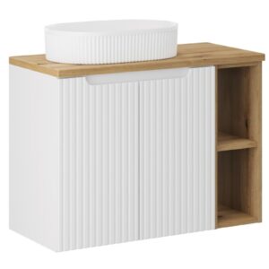 Comad Závěsná skříňka Nova White Beyond s deskou a umyvadlem 80 cm bílá/dub evoke