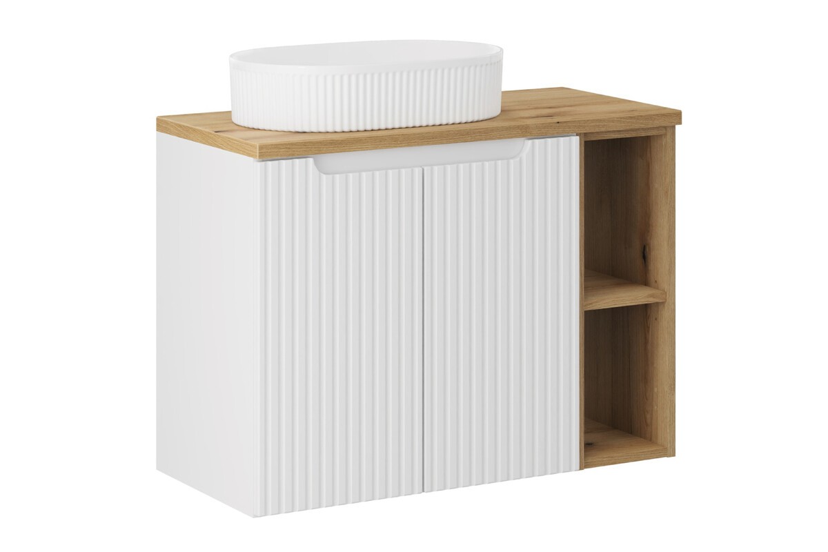Comad Závěsná skříňka Nova White Beyond s deskou a umyvadlem 80 cm bílá/dub evoke