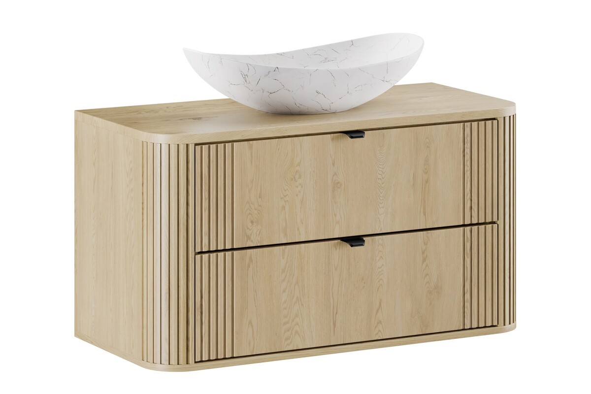 Comad Závěsná skříňka Ovalia s deskou a umyvadlem 100 cm dub Cremona