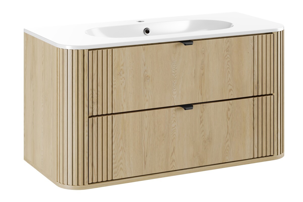 Comad Závěsná skříňka Ovalia s umyvadlem 100 cm dub Cremona