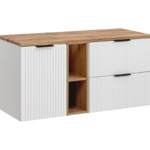 Comad Závěsná skříňka pod umyvadlo Casad s deskou 140 cm bílá/dub evoke